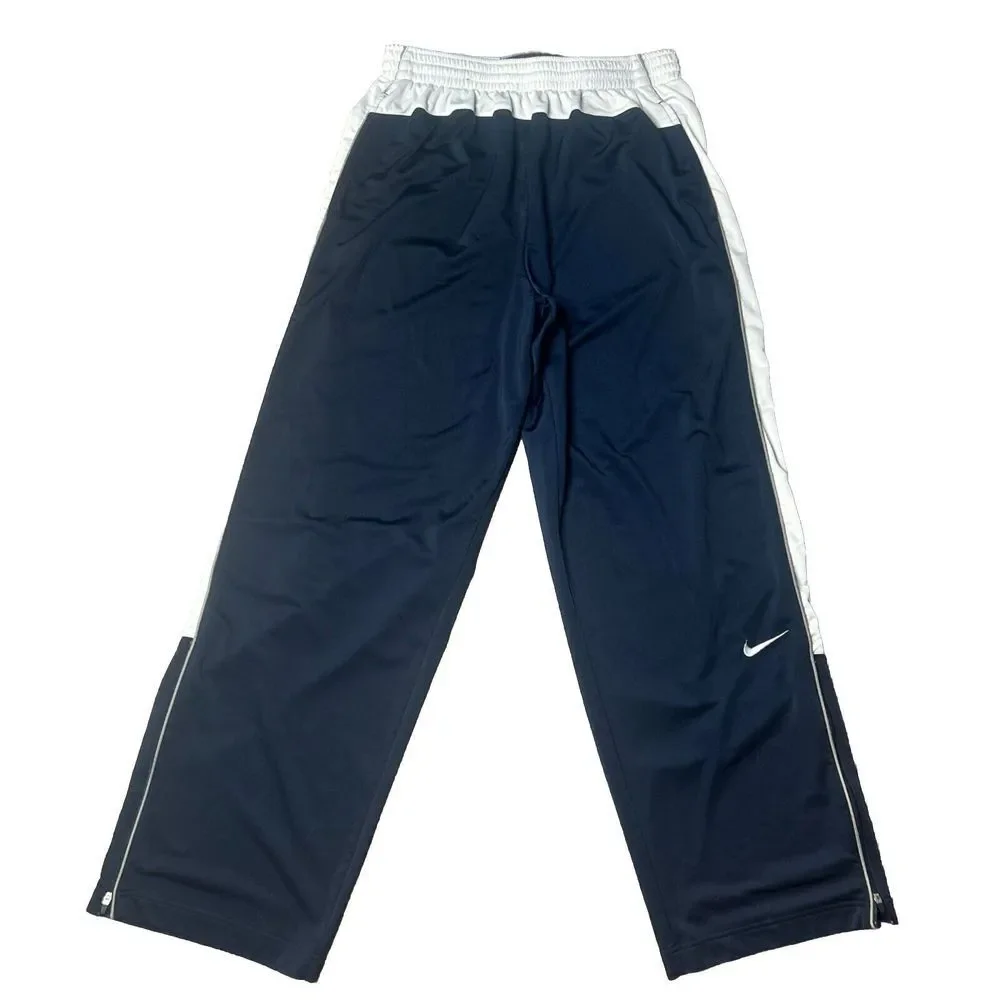Nike Basketball Sweatpants Men's XL‎ Blue White Ankle Zip Elastic Waist Y2K